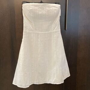 White Strapless Dress with intricate embroidered pattern, Size S. Socialite